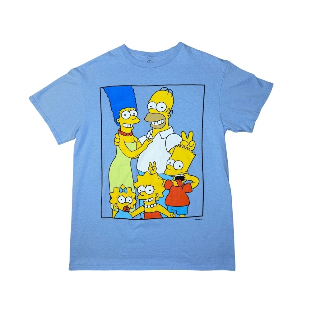 The Simpsons Graphic TShirt Mens Medium  Light Blue